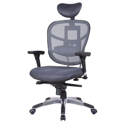 Fauteuil de bureau TECKNET - accoudoirs réglables - appuie-tête réglable - Gris