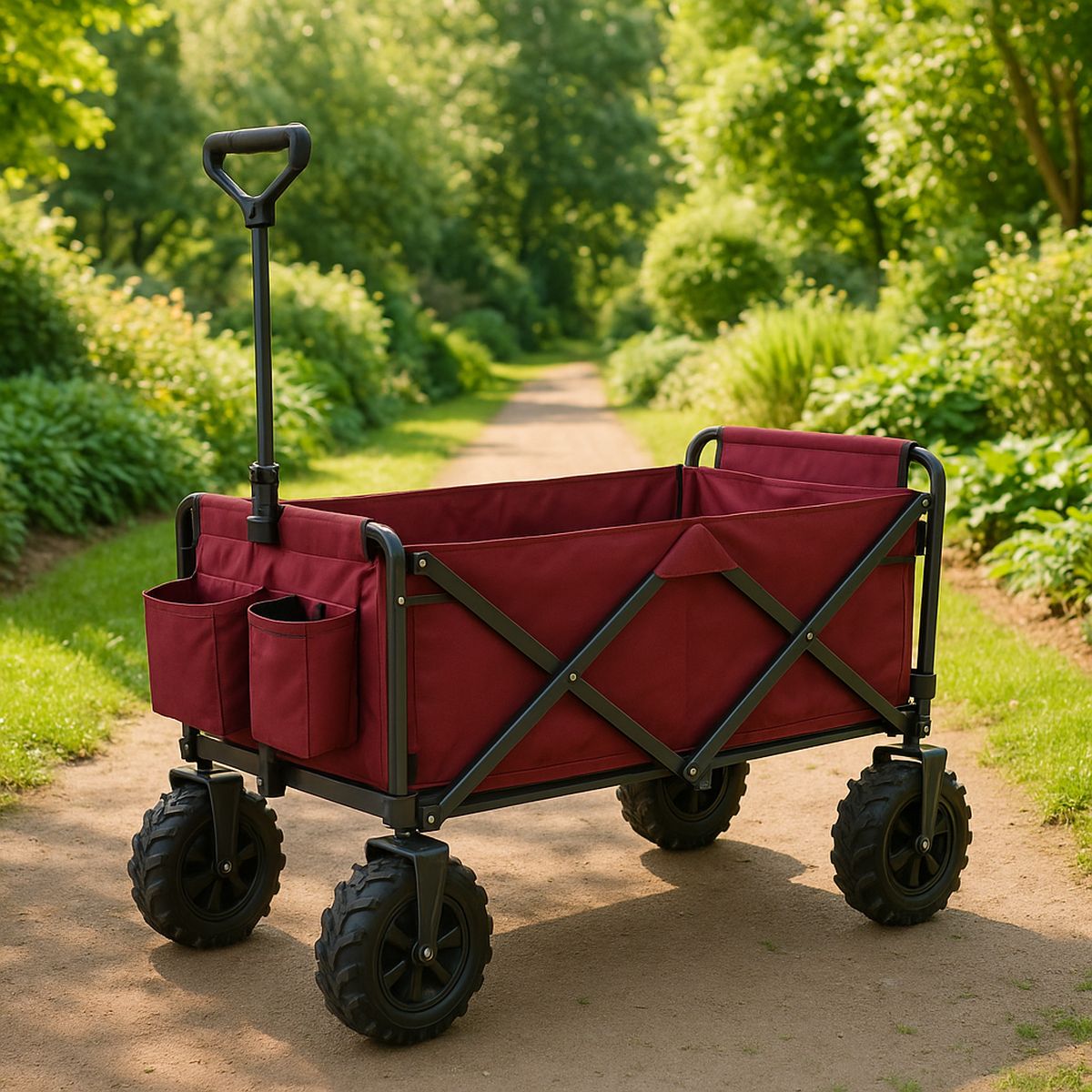 Faltbarer Bollerwagen mit Stahlrahmen und Polyesterbezug, 90x50x60 cm,