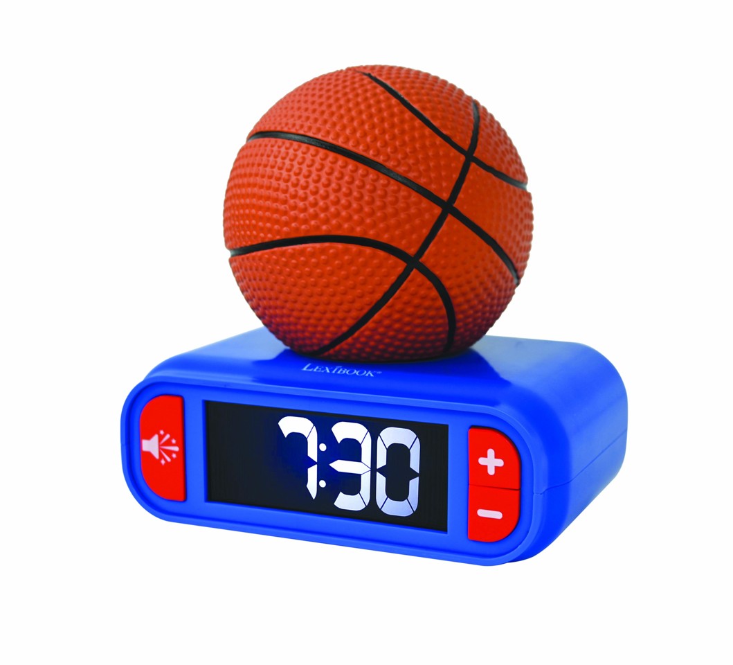 Lexibook - Digital Alarm Clock with 3D Basketball Night Light and Sound Effects - (RL800BA)