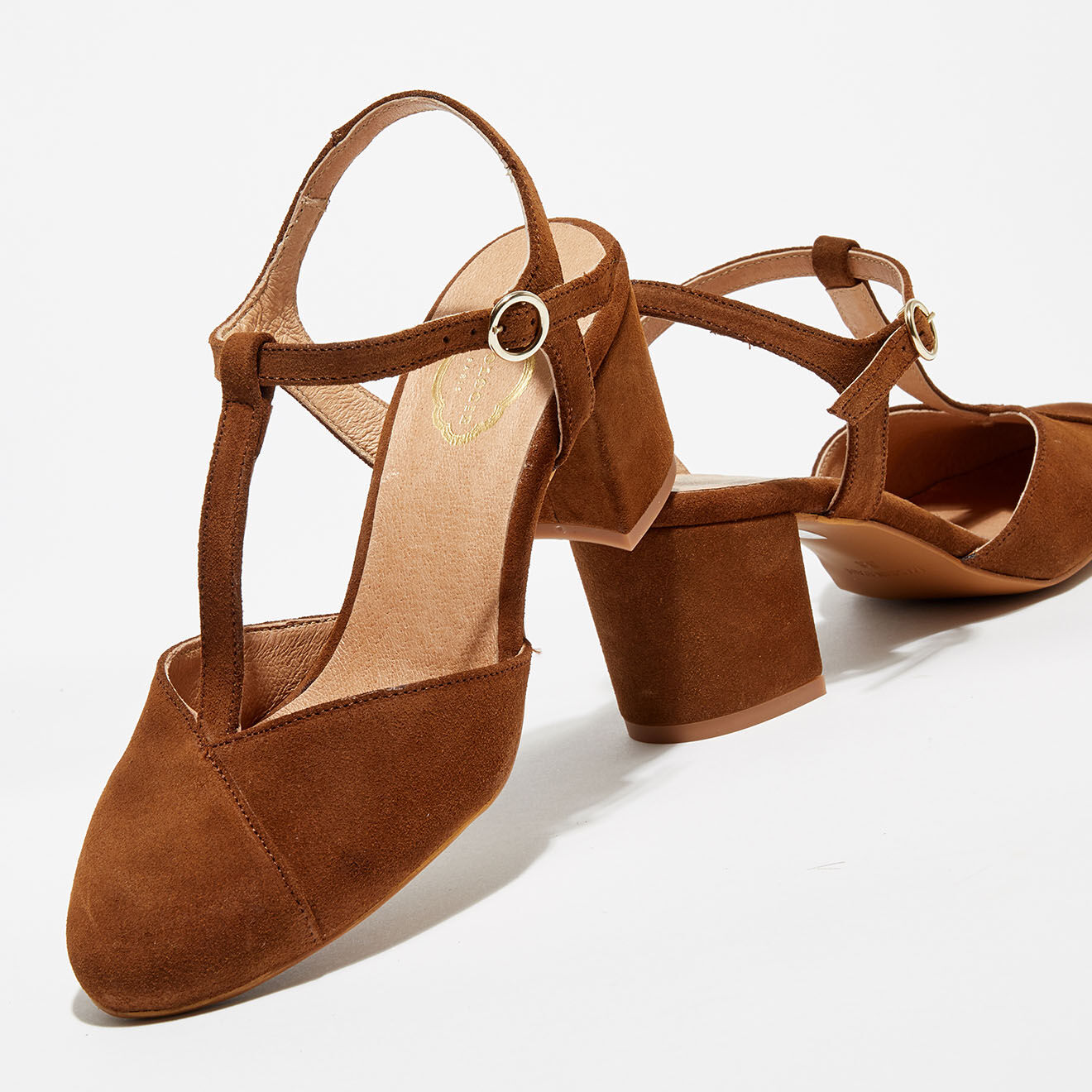 Apologie Salomés en Velours de Cuir Tessa camel - Talon 7 cm