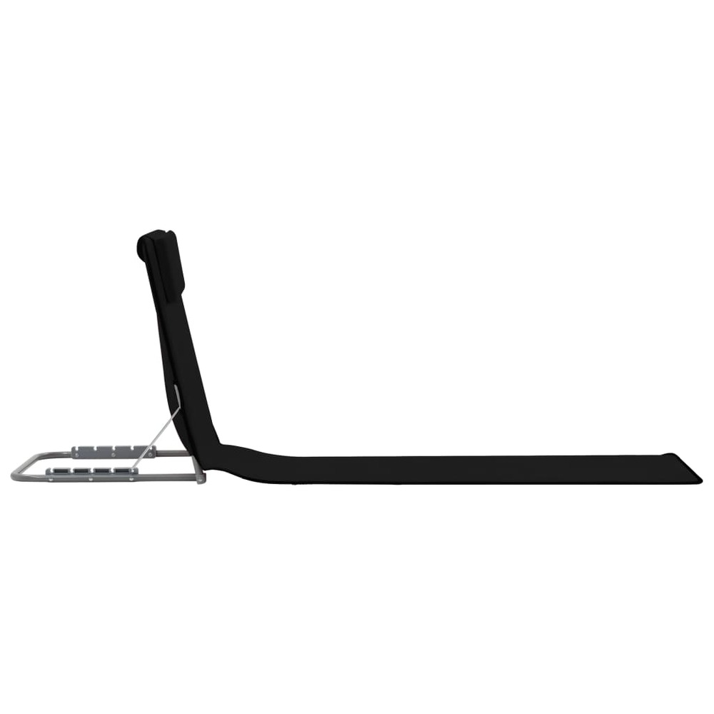 Tapis de plage chaise longue pliables 2 pièces acier et tissu noir