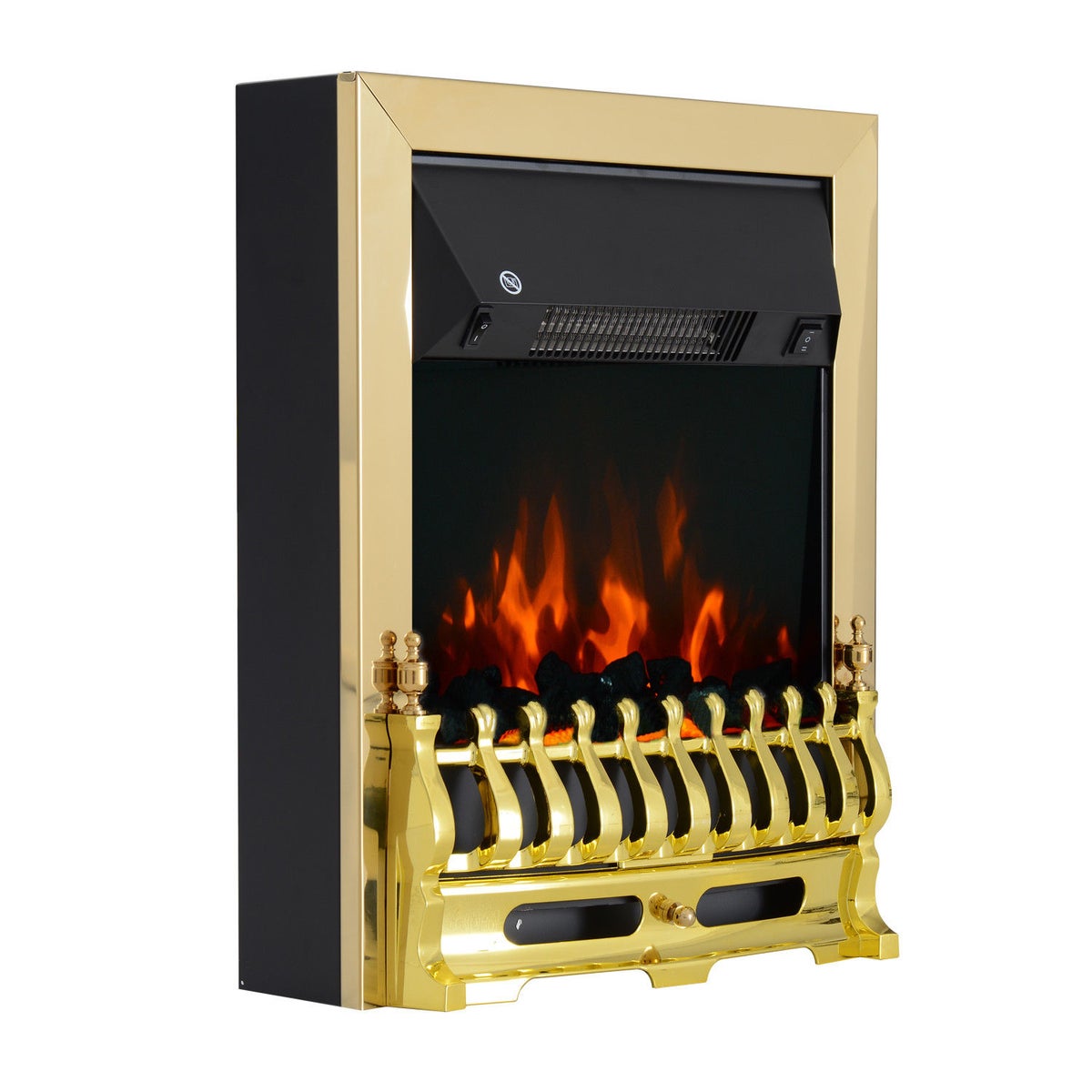 HOMCOM Elektrische haard, vlameffect, 1000/2000W, 48,2 x 18,5 x 59,2 cm, metaal en kunststof, goud