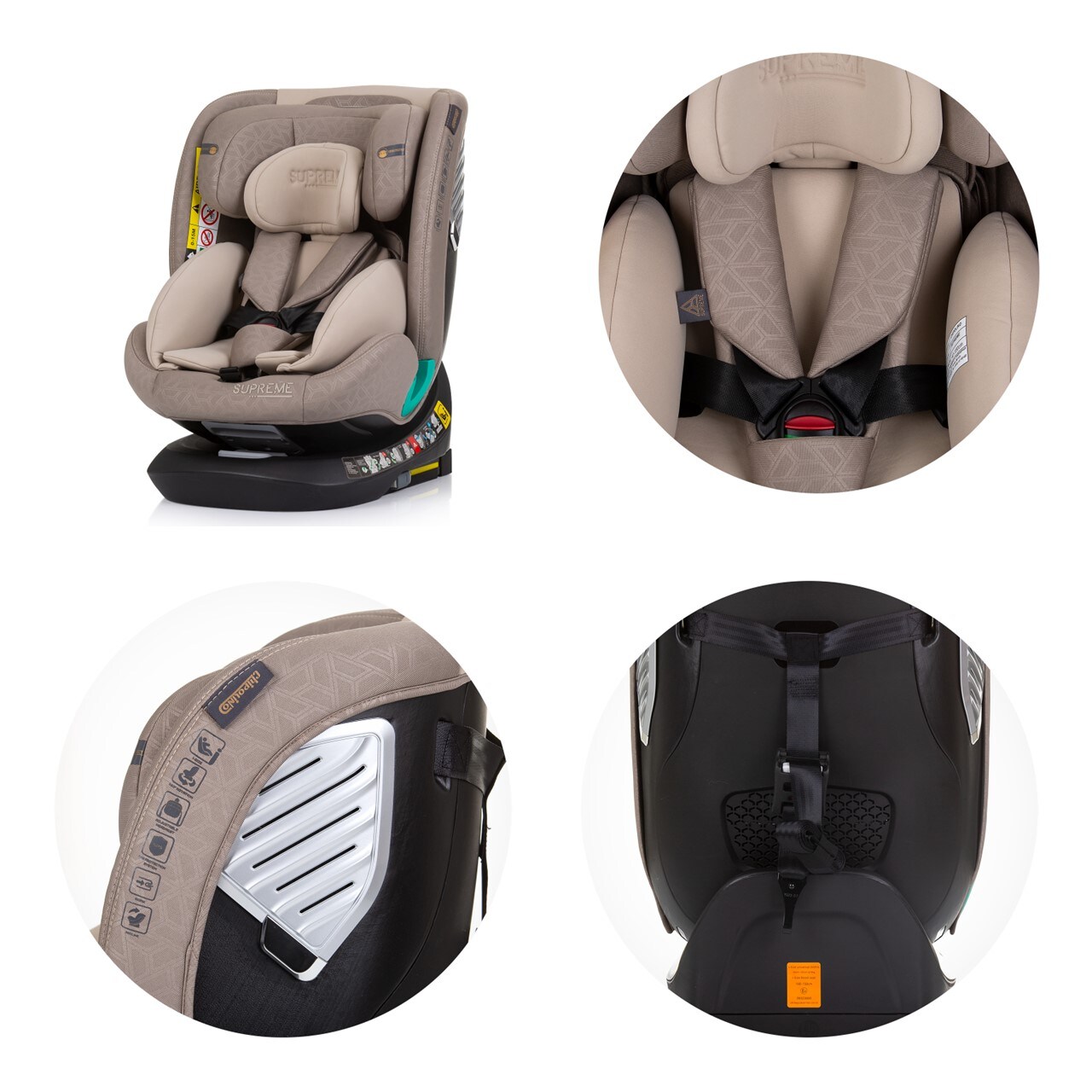 Chipolino i-Size Kindersitz Supreme (40-150 cm) verstellbar 360° drehbar Isofix beige