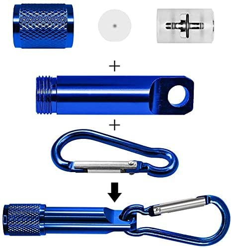 (3er Set) 60x20mm Aluminium LED Taschenlampe mit Karabinerhaken (Batteriebetrieben) - Bunt
