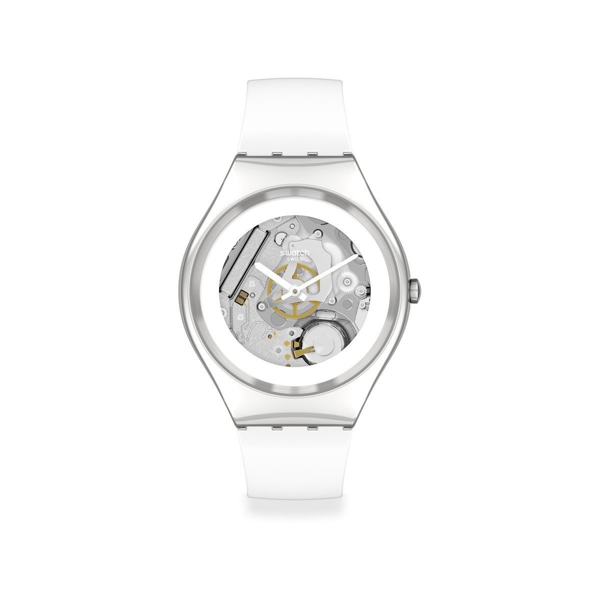 Montre SWATCH Skin irony Pure white irony homme bracelet silicone blanc