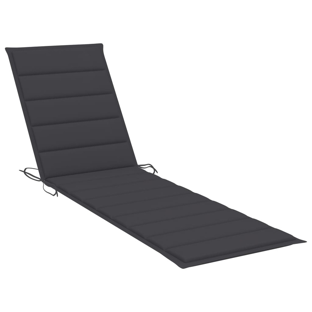 Lot de 2 transats chaise longue bain de soleil lit de jardin terrasse meuble d'extérieur avec coussin anthracite teck solide