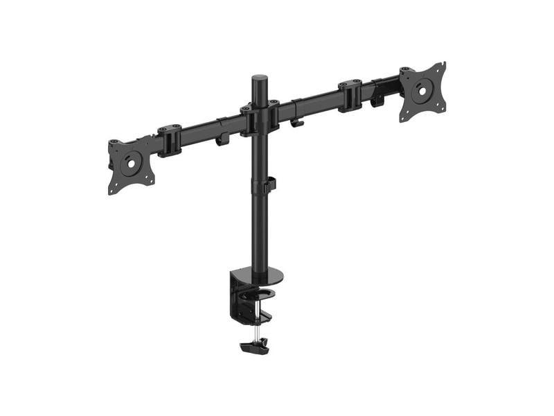 PureMounts Tischhalterung PM-OFFICE-02 bis 8 kg – Schwarz Ergonomische Tischhalterung für zwei Monitore von 13 bis 27