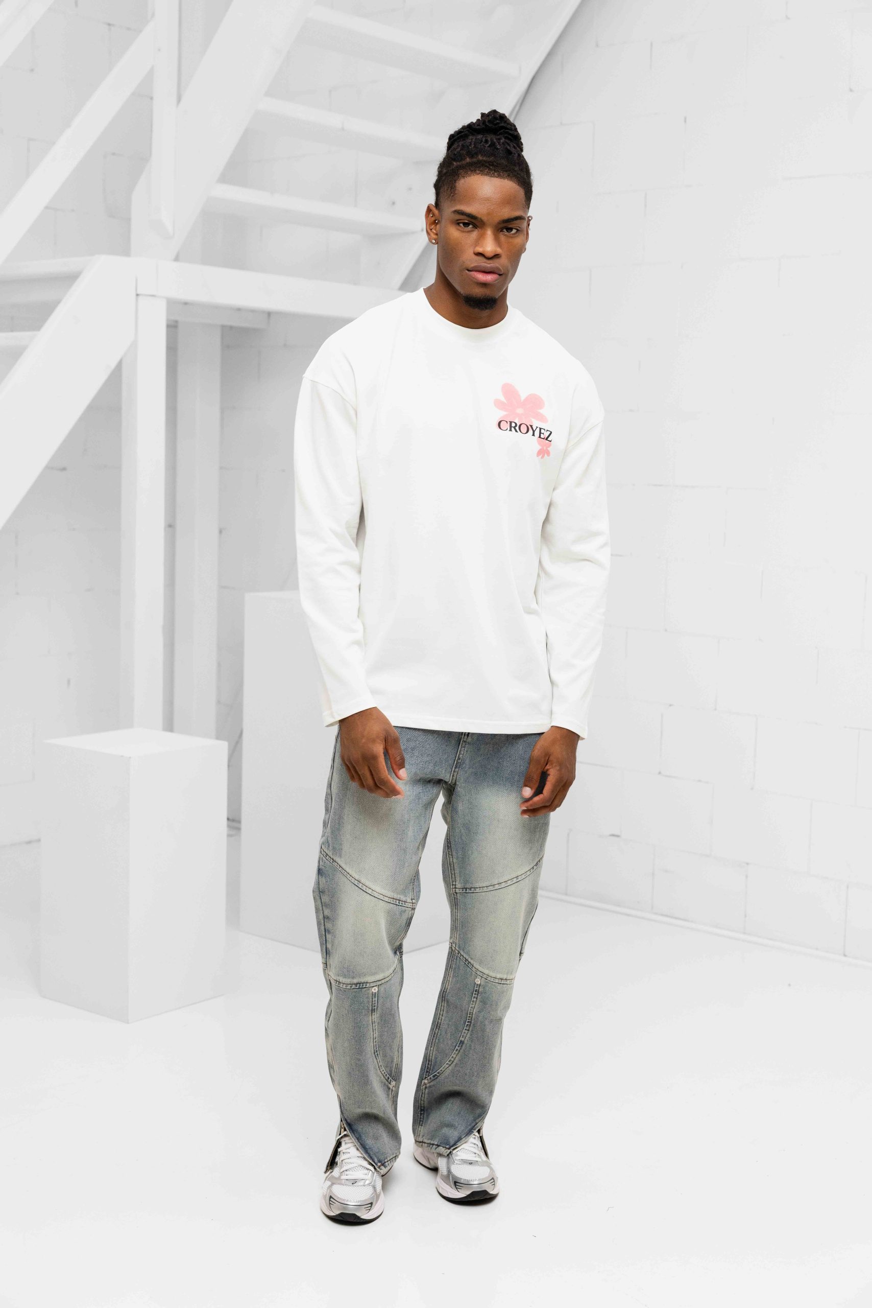 Croyez Botanique Longsleeve T-Shirt Heren Gebroken Wit