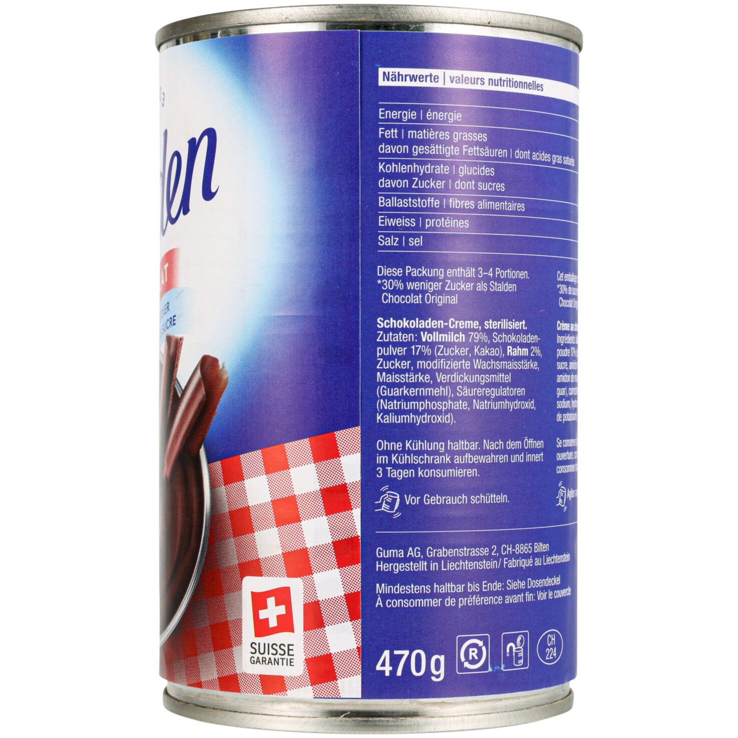 Stalden Crème Chocolat -30% Zucker