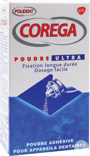 Corega Ultra Poudre Adhésive Pour Appareils Dentaires 40g