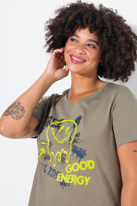 T-Shirt, A-Linie, Smiley, Halbarm