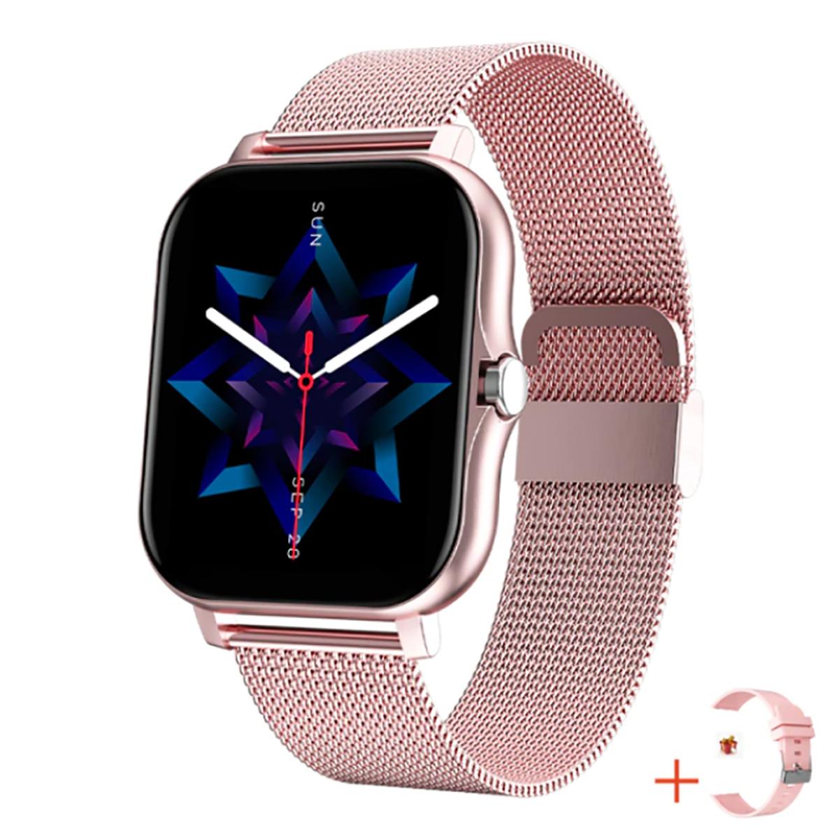 TPFNet Smart Watch / Fitness Tracker IP67 - Milanaise Armband + Silikon Armband - Android & IOS - Silber