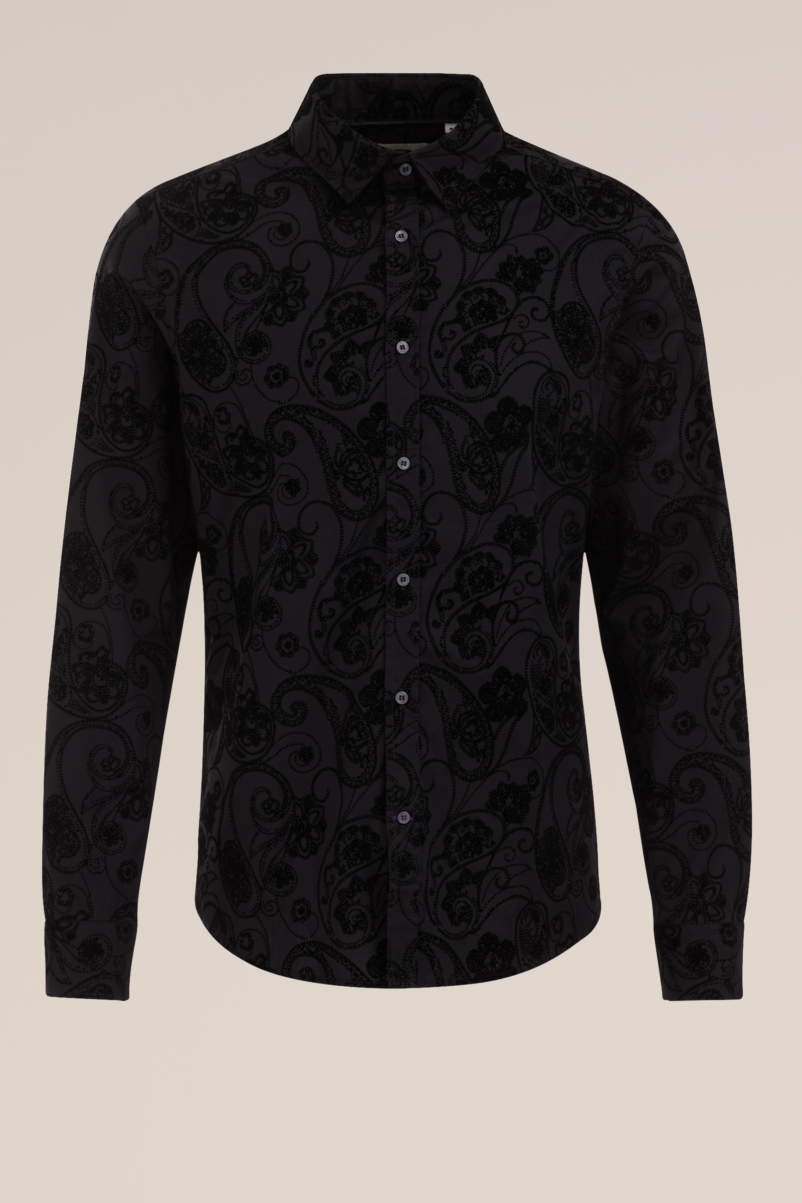 overhemd met velvet dessin WE Fashion Zwart