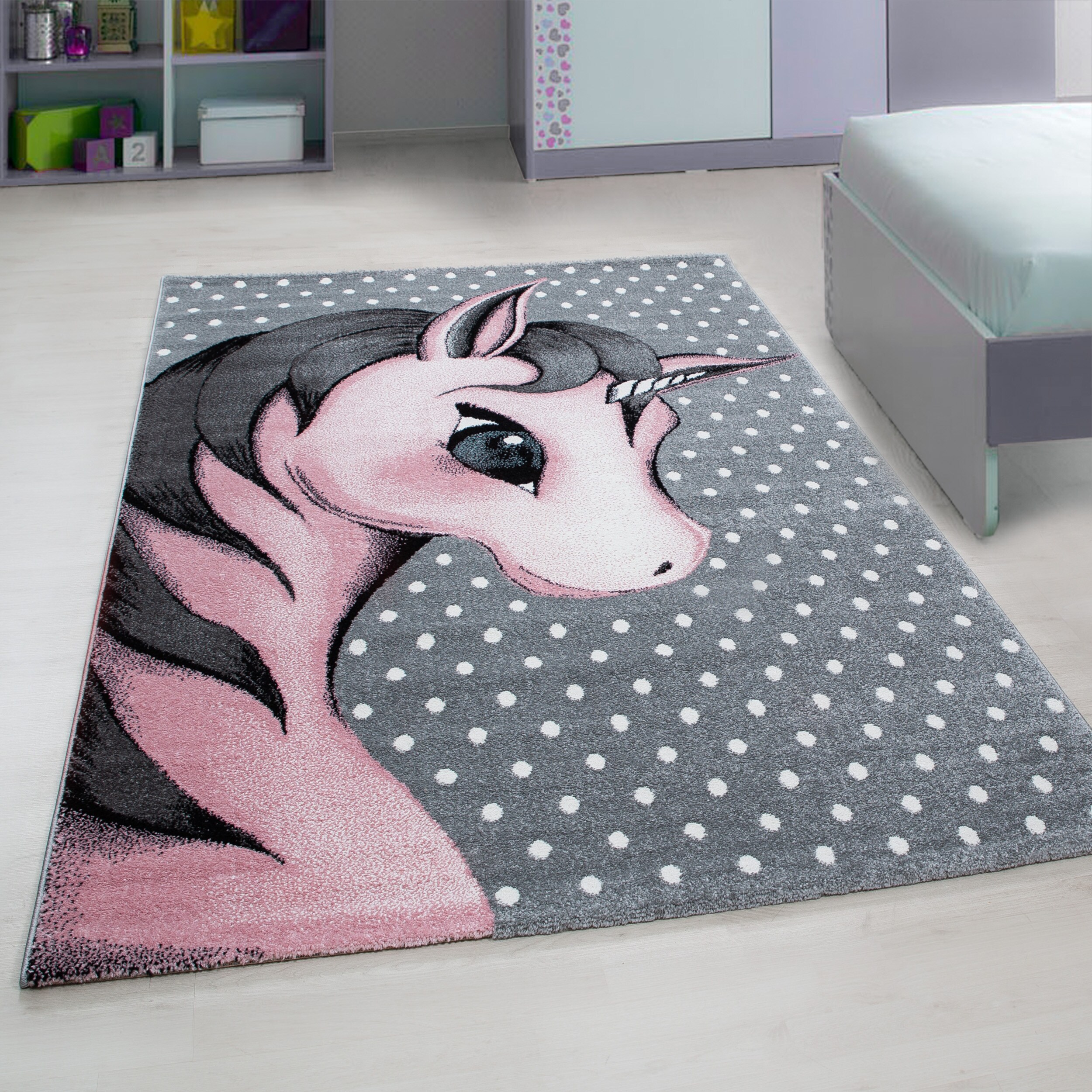 Wunderschöne Kinderteppiche , Teppich mit einhorn Motiv Rund oder Viereck