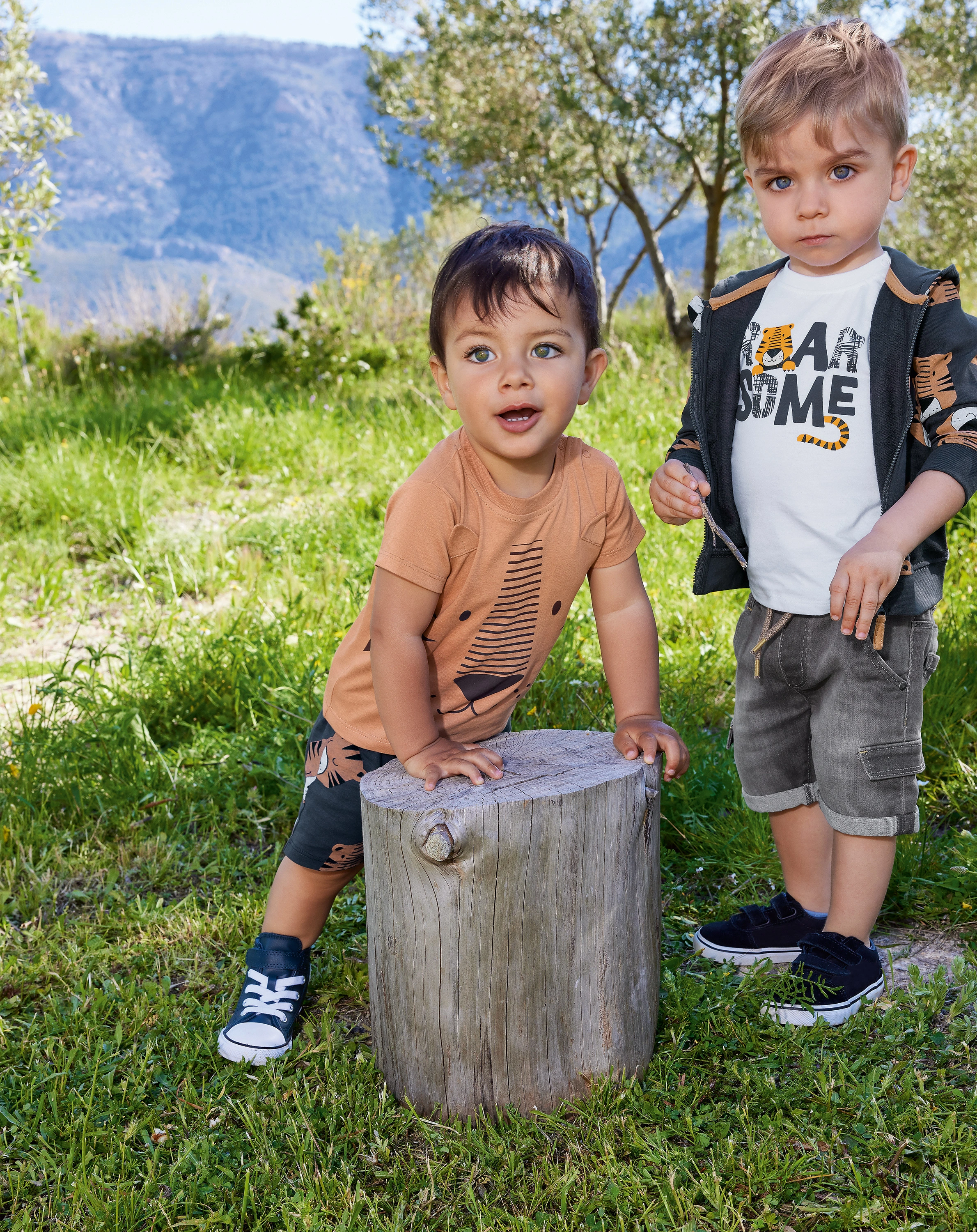 T-Shirt LITTLE TIGER mit Shorts in kupfer