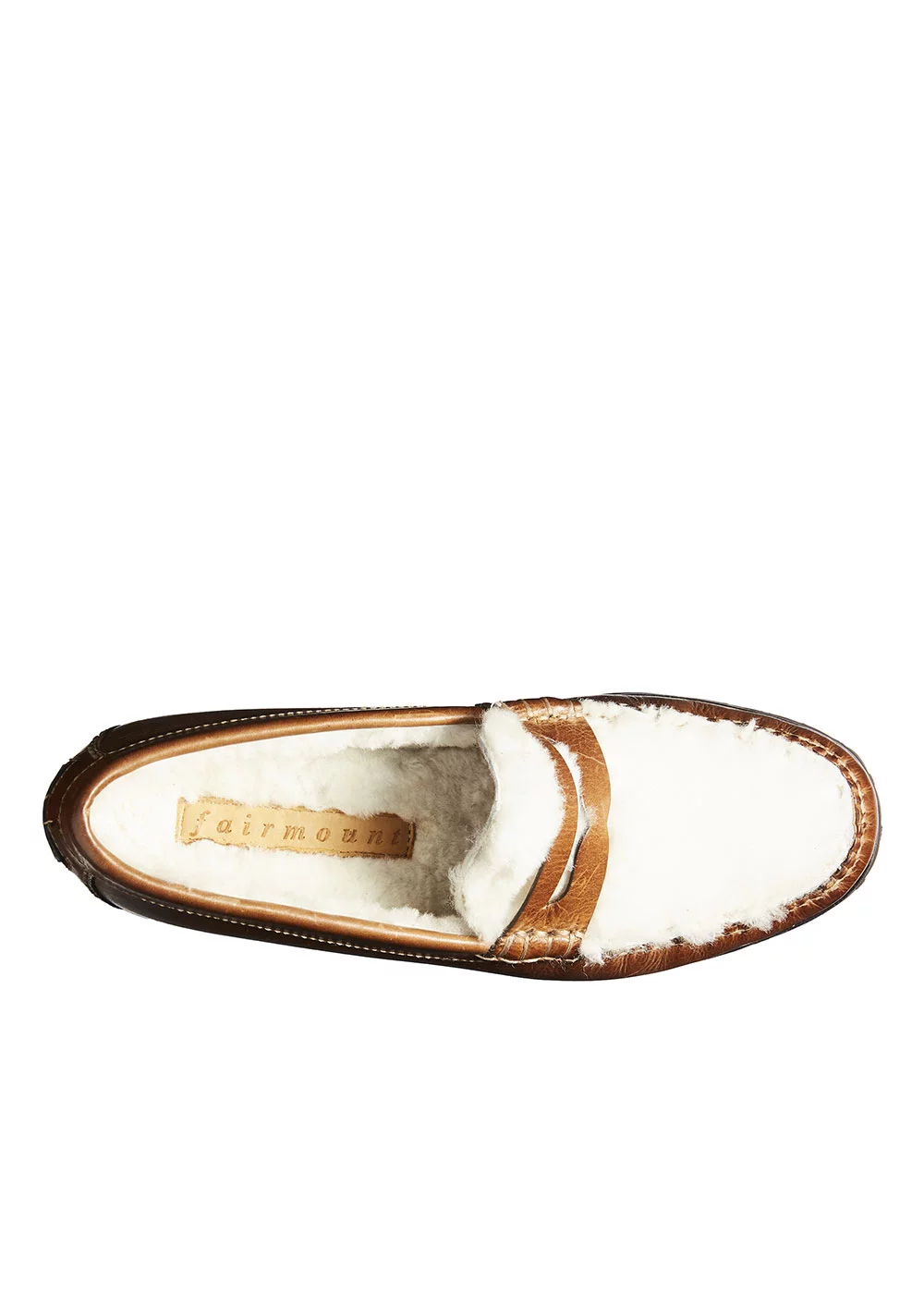 MOCASSIN LUG FUR MOC CUIR MARRON ET SHEARLING