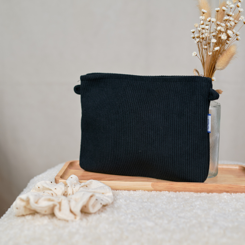 Pochette Tissu Velours Côtelé Noir