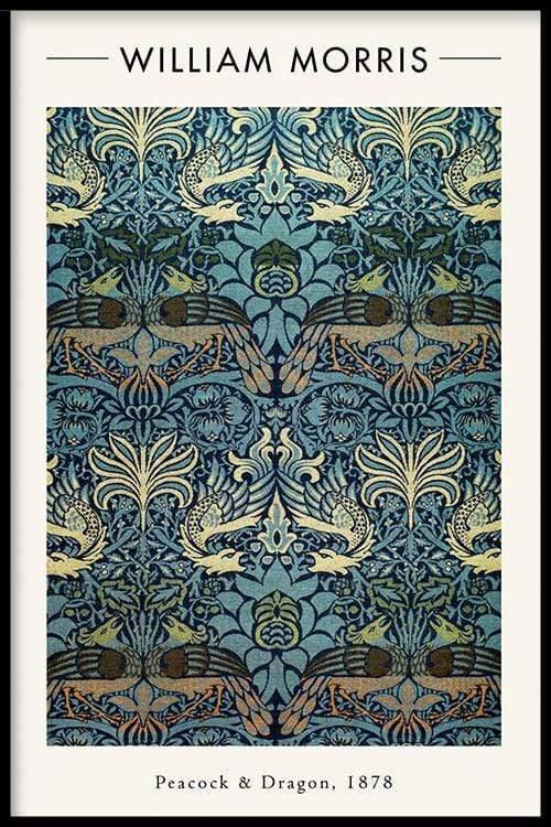 Walljar poster ingelijst - William Morris - Peacock and Dragon Poster ingelijst - 40 x 60 cm