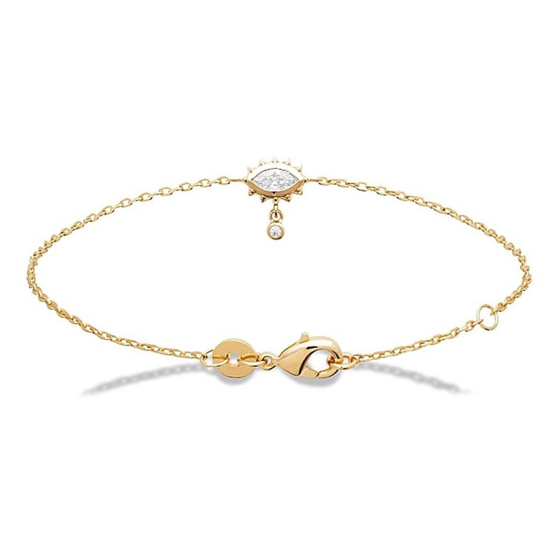Bracelet oeil oxyde de zirconium avec pendant rond Plaqué OR 750 3 microns