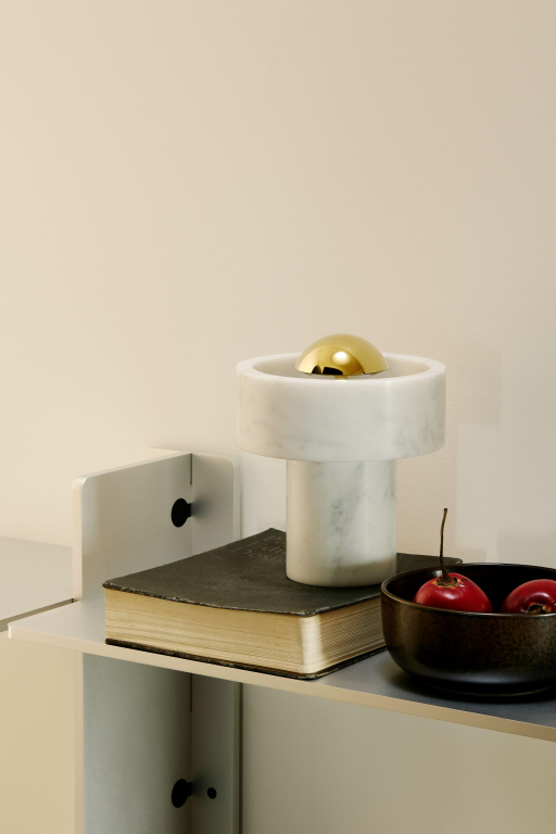 Tom Dixon Stone tafellamp LED oplaadbaar marmer/zilver