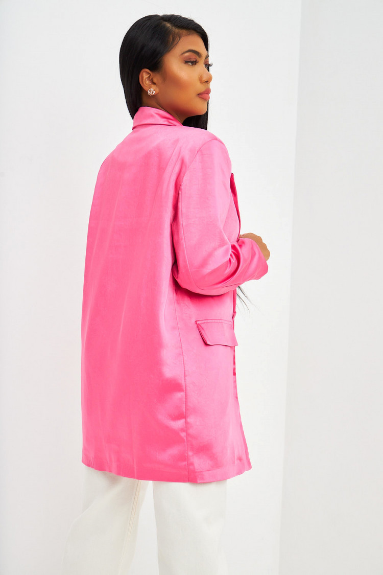 Blazer long satiné rose