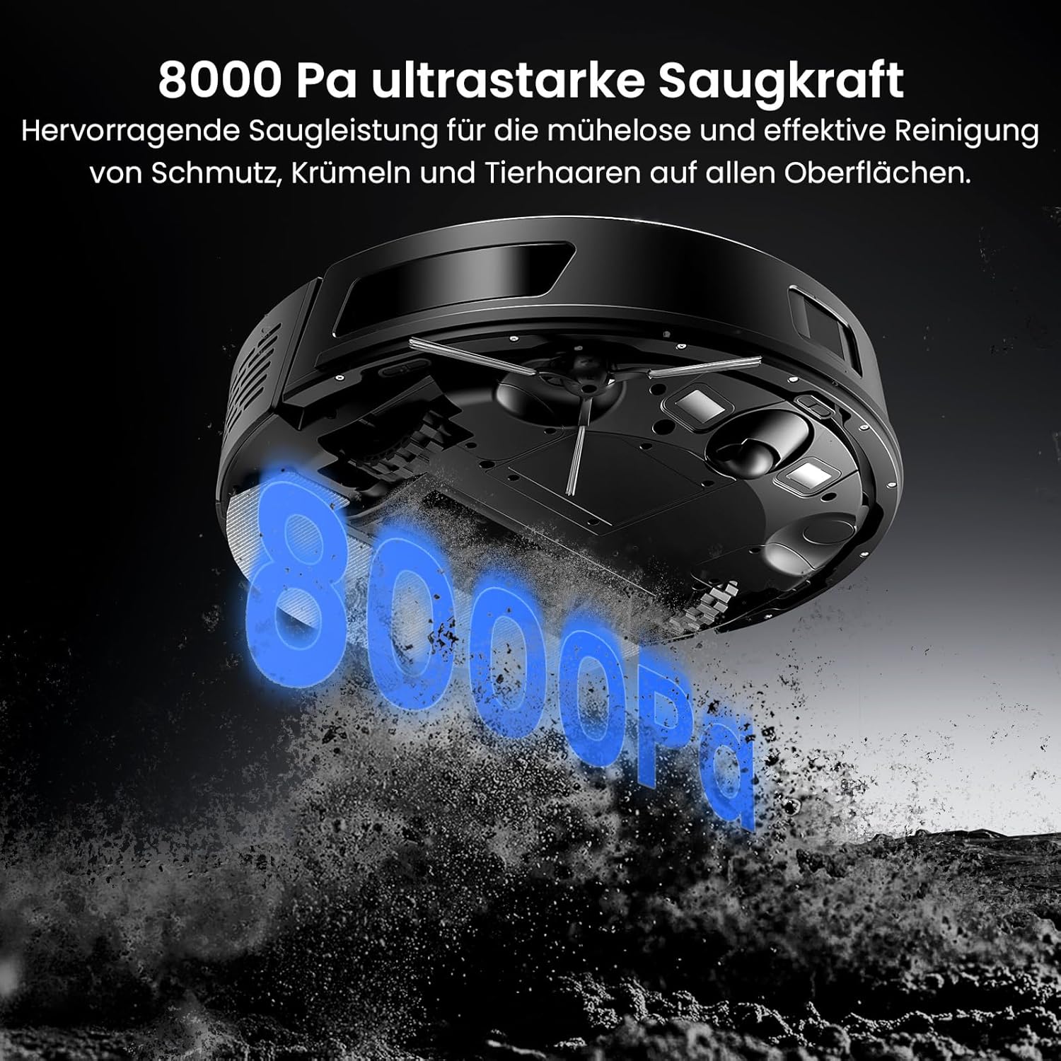 Proscenic Q8 Max+ Saugroboter mit Wischfunktion, 8000Pa 200min Staubsauger Roboter mit 3L Staubbeutel, Lidar-Navigation, intelligente Hindernisvermeidung, App Sprachsteuerung, für Hartböden Teppiche