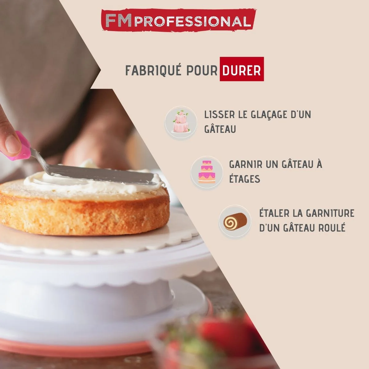 Spatule coudée de pâtisserie en inox 29 cm l Pâtisserie FM Professiona
