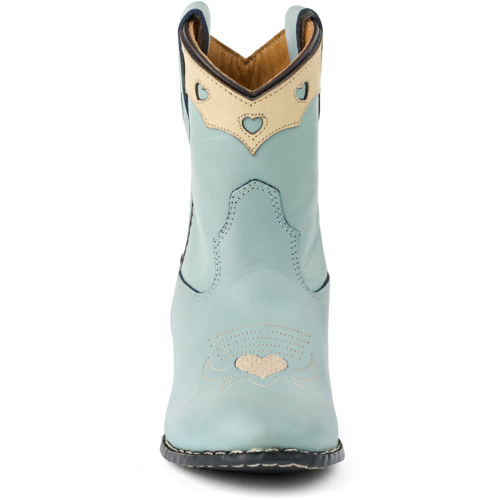 Køb COPENHAGEN COLORS Dusty Blue Leather Limited Cowboy Støvle Low - Dove