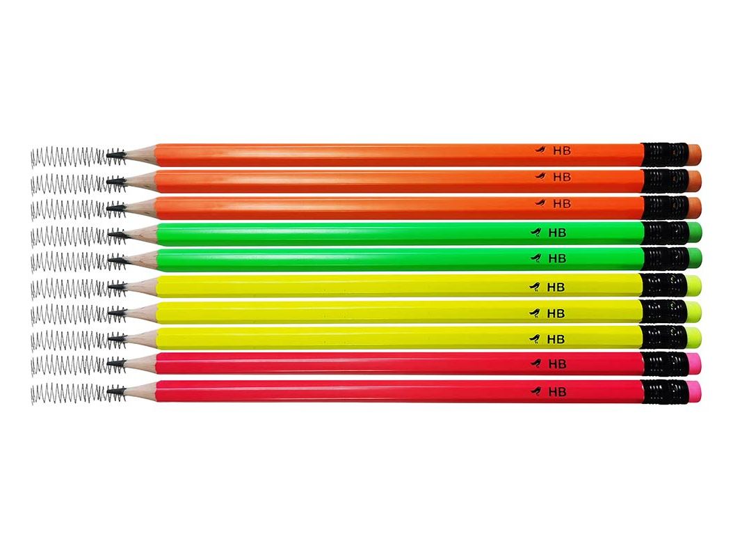 CONJUNTO DE 10 LÁPIS AUCHAN GRAFITE HB COM BORRACHA NEON