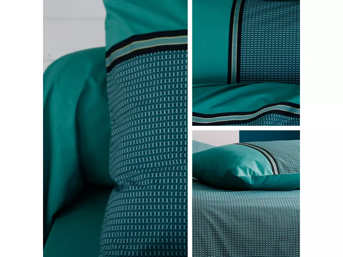 Taie de traversin 240x43 cm percale de coton GUSTAV vert Emeraude