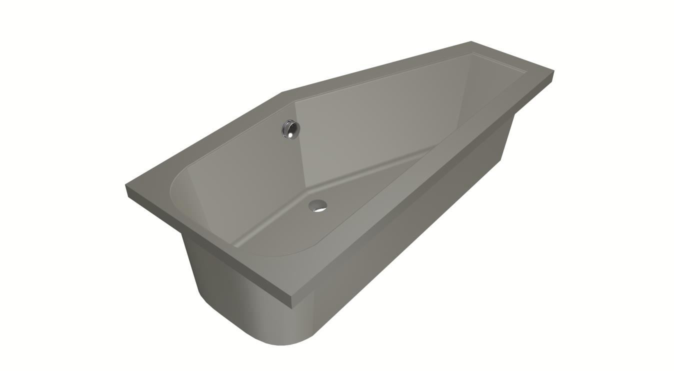 Xenz Lagoon Compact badkuip rechts 160x75x40cm cement