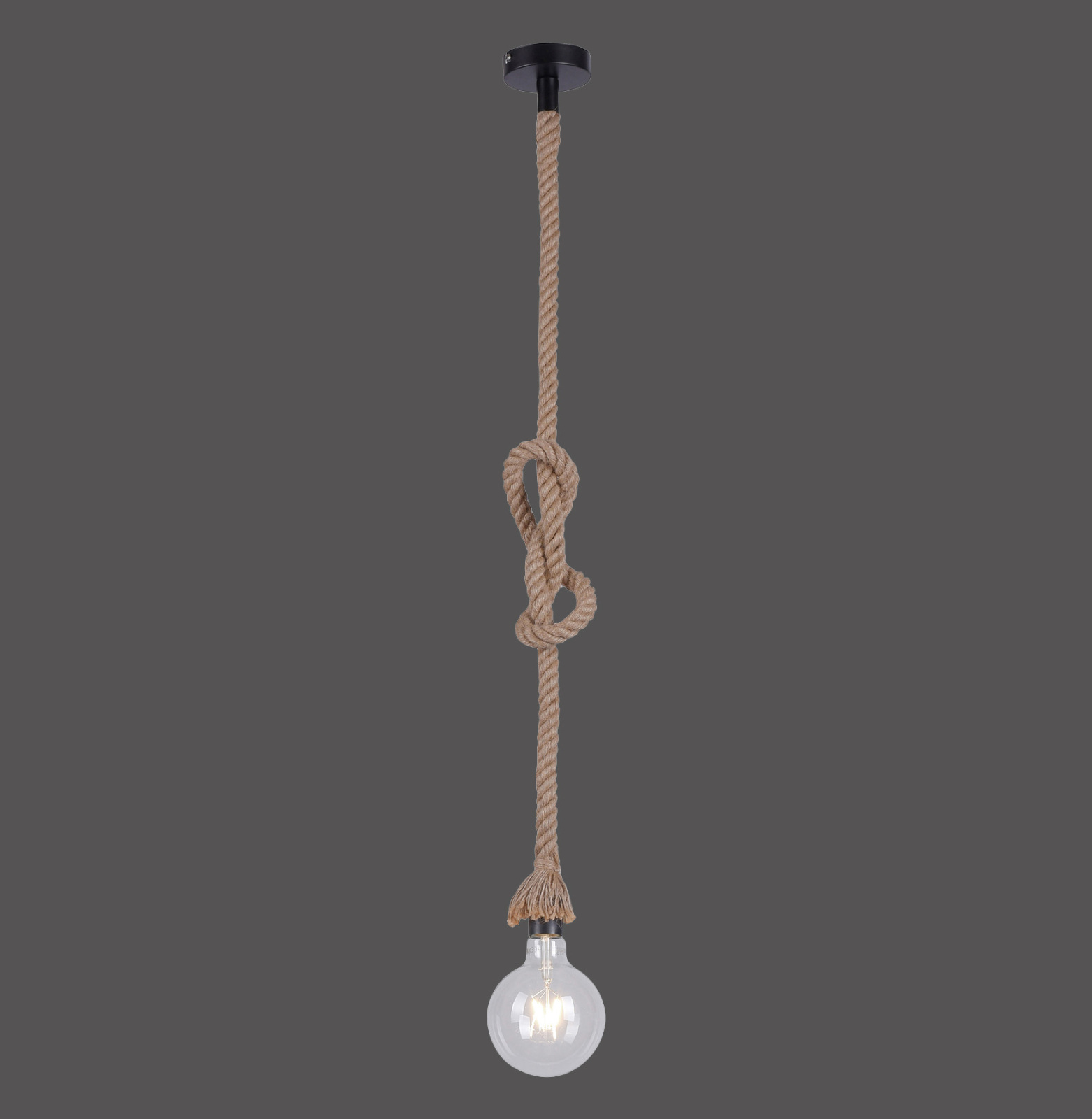 Pendelleuchte - beige-schwarz - Seiloptik - 120 cm hoch