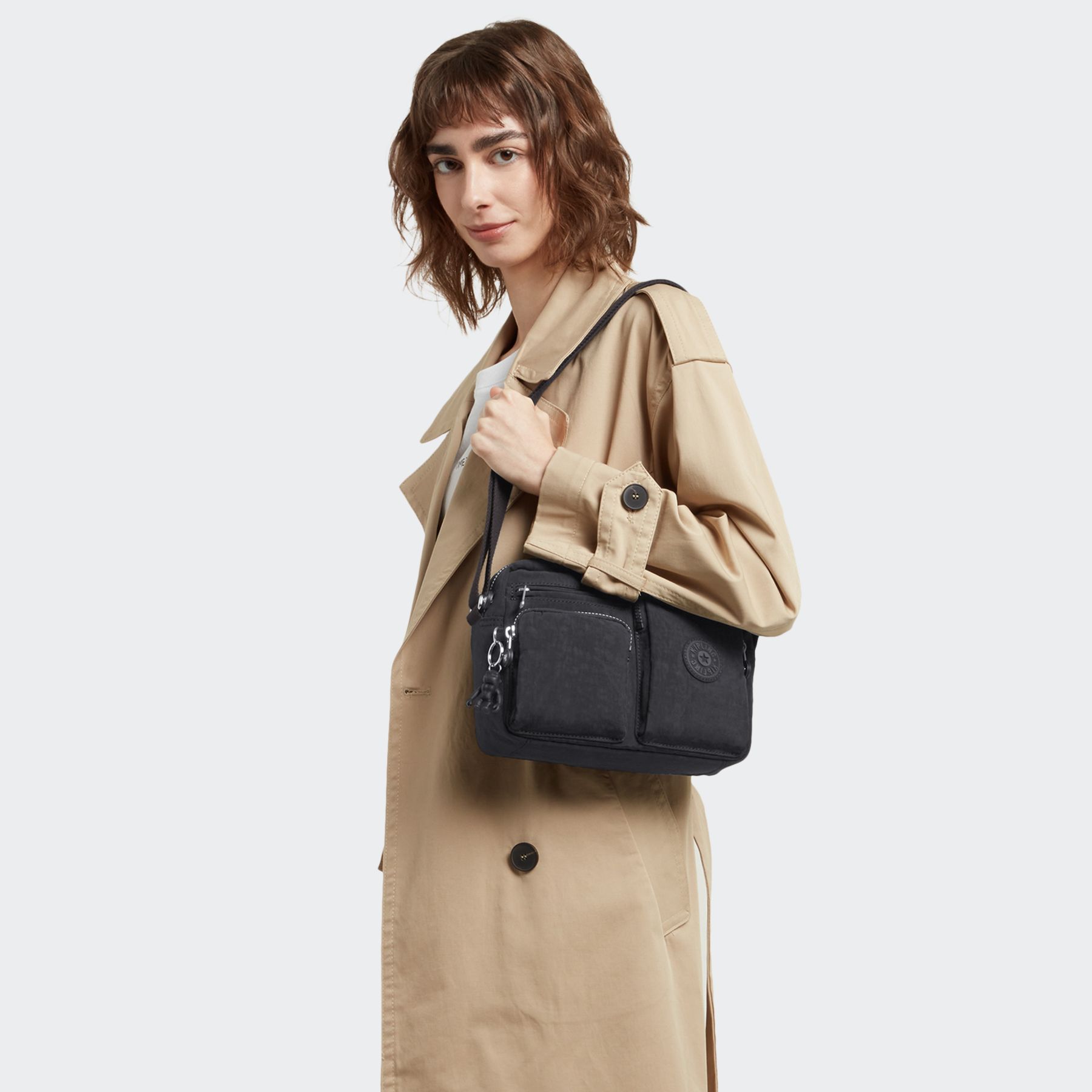ALBENA M Sac à Bandoulière de Taille Moyenne Multi-Compartiments - Black Noir