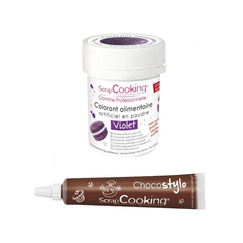 Stylo chocolat + Colorant alimentaire Violet Scrapcooking