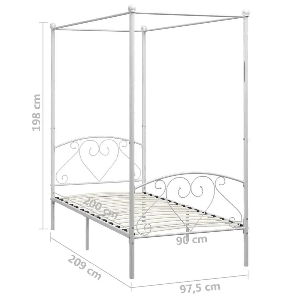 vidaXL - Hemelbed met hoofdbord - Wit - Metaal - 90x200 cm