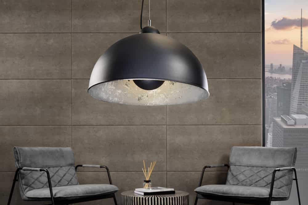Industrial Design Hängelampe STUDIO 55m schwarz Blattsilber-Optik Hängeleuchte