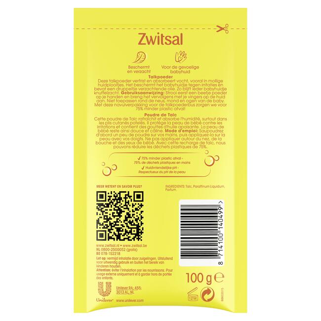 Zwitsal Navulling Talkpoeder Huidverzorging 100 GR