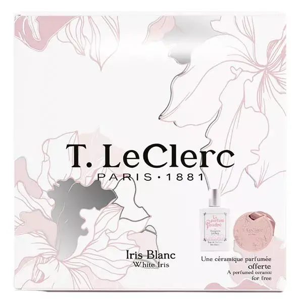 Conjunto de presente T.LeClerc: perfume de íris branca de 50ml e cerâmica perfumada com íris - branca