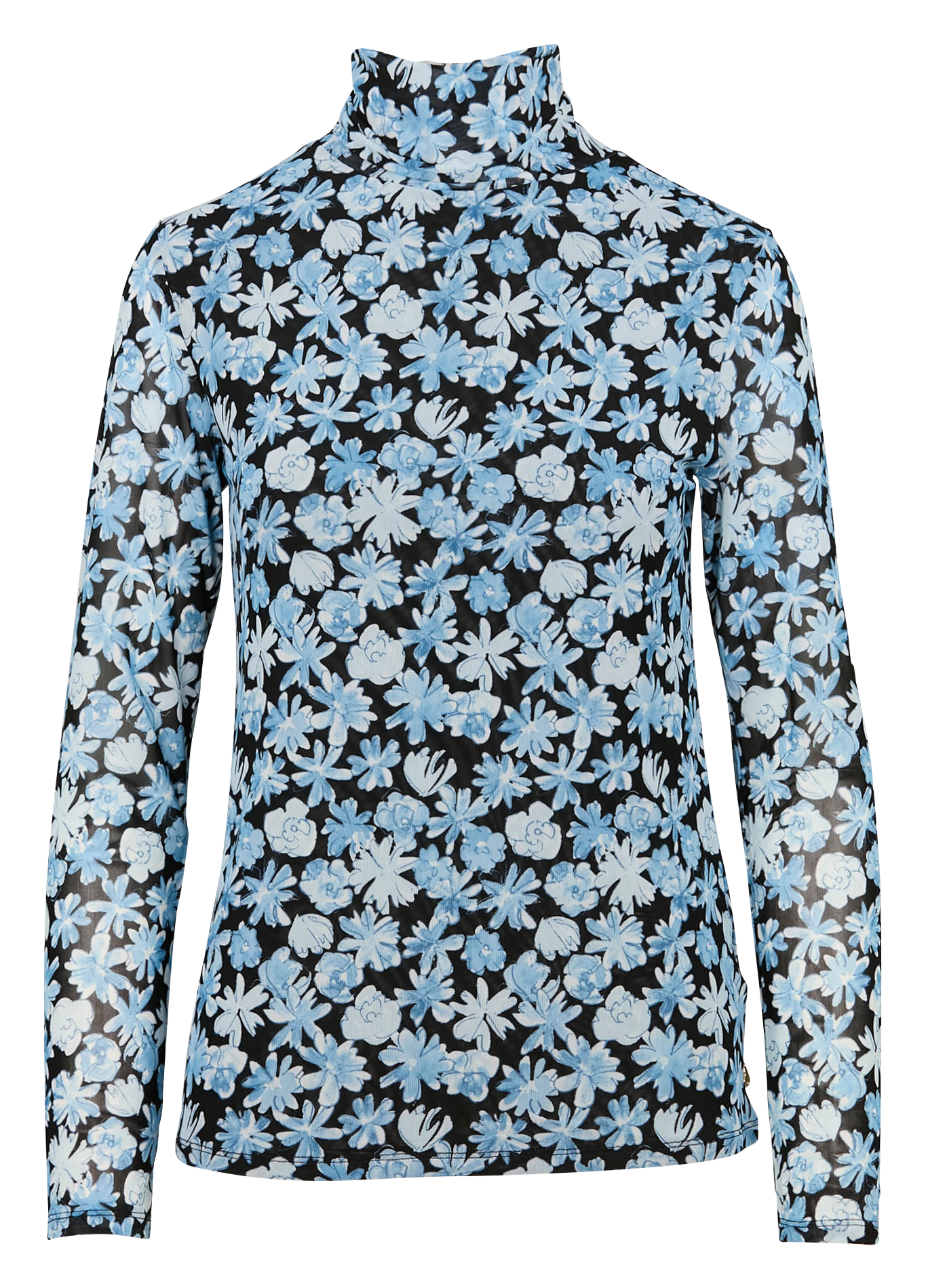 JANE - Top col roulé imprimé | Bleu