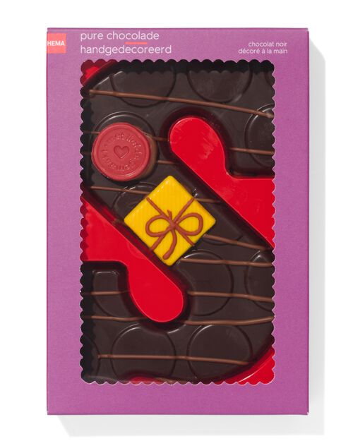 lettre S en chocolat noir décorée à la main 200g