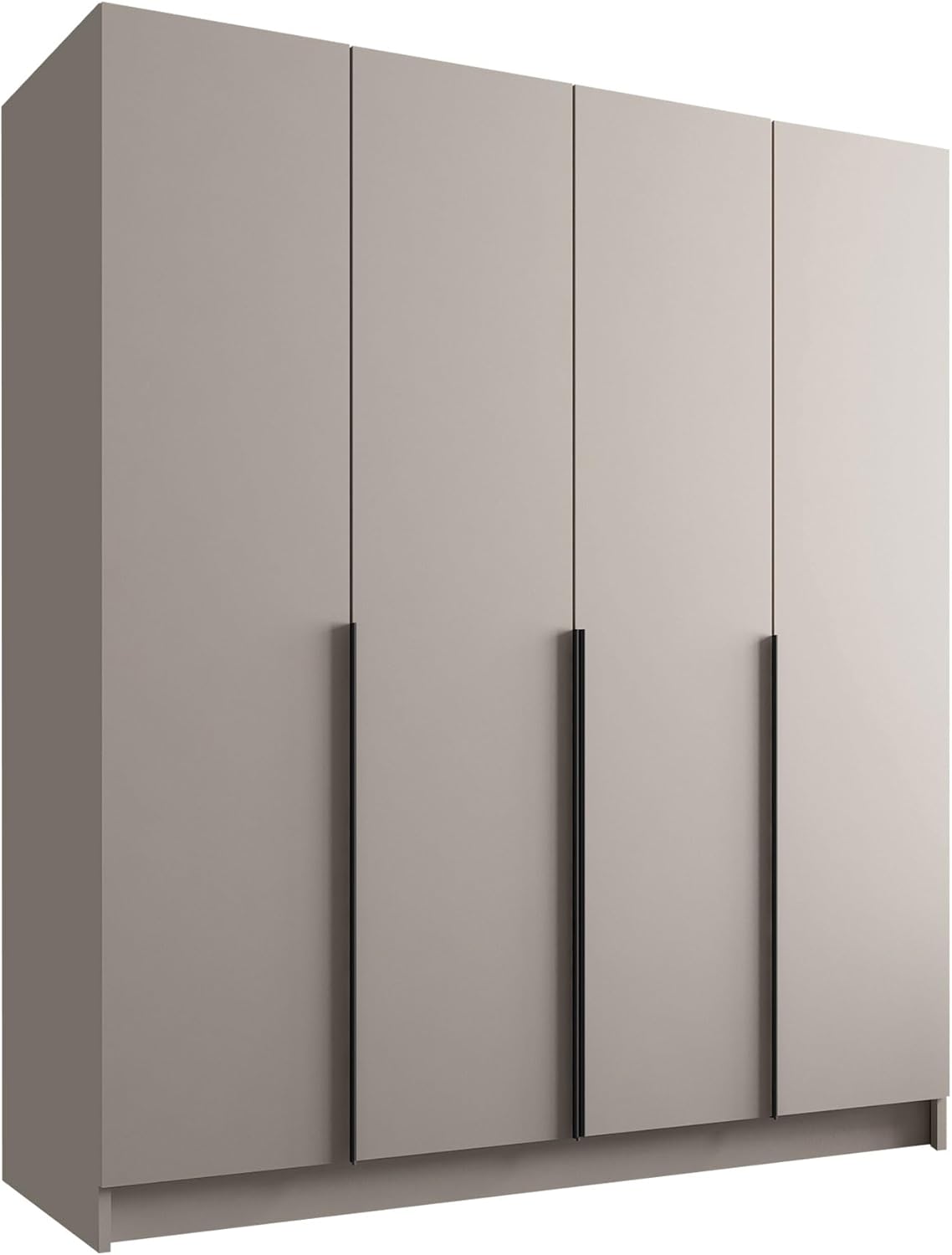 Mirjan24 Kleiderschrank mit Einlegeböden und Kleiderstange Salkor I, Vielseitiger Drehtürenschrank, Elegantes Kleiderschrank 4-türig (Cashmere/Cashmere + Schwarz)