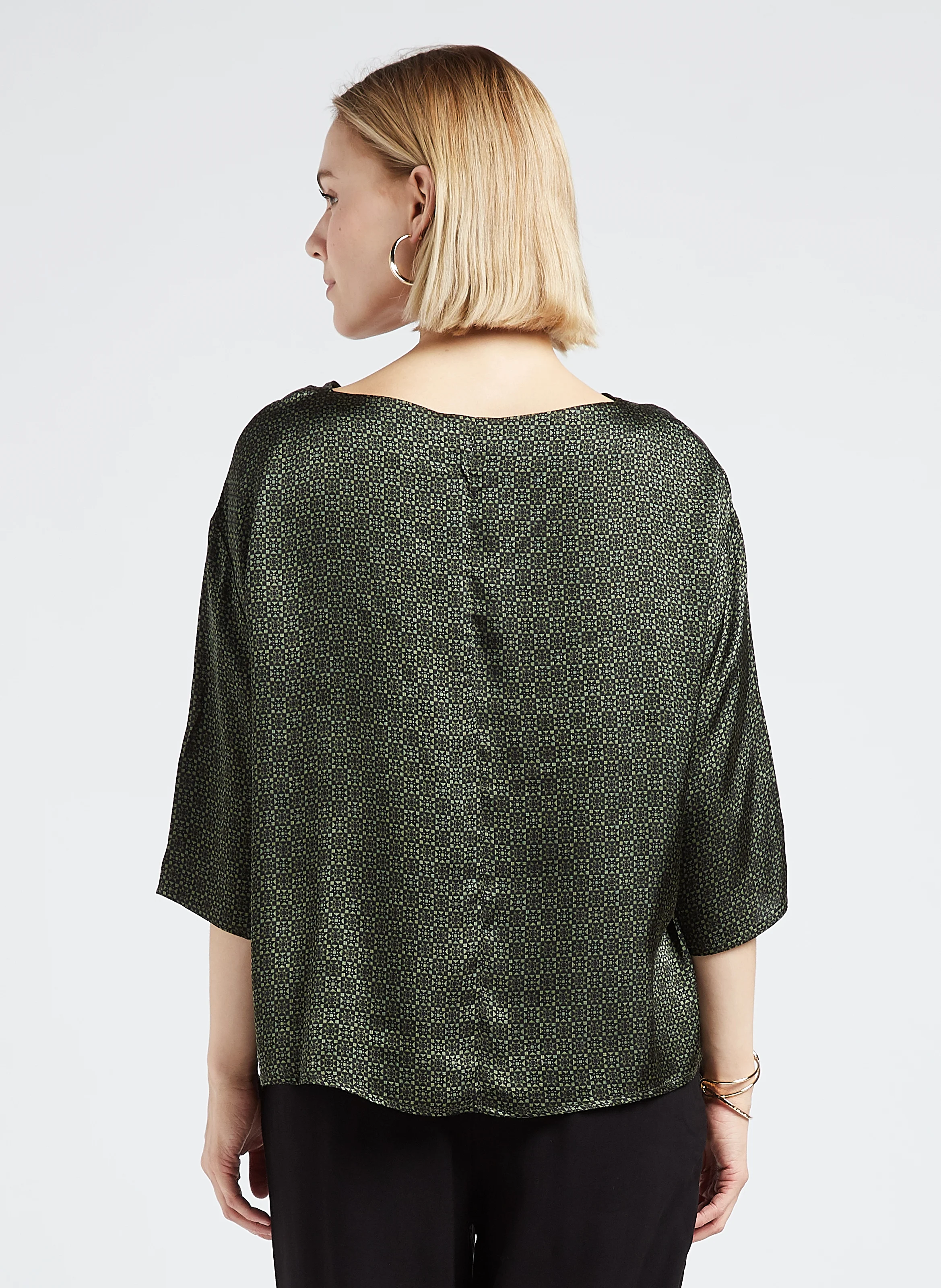 LOLLY - Blouse col rond imprimée | Vert