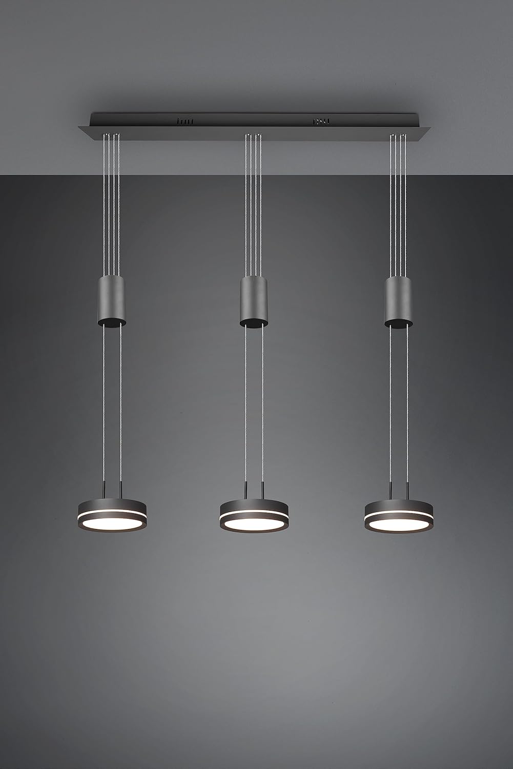 Trio Leuchten LED Pendelleuchte Franklin 326510342, Metall Anthrazit, inkl. 2x 9 Watt LED, Switch Dimmer