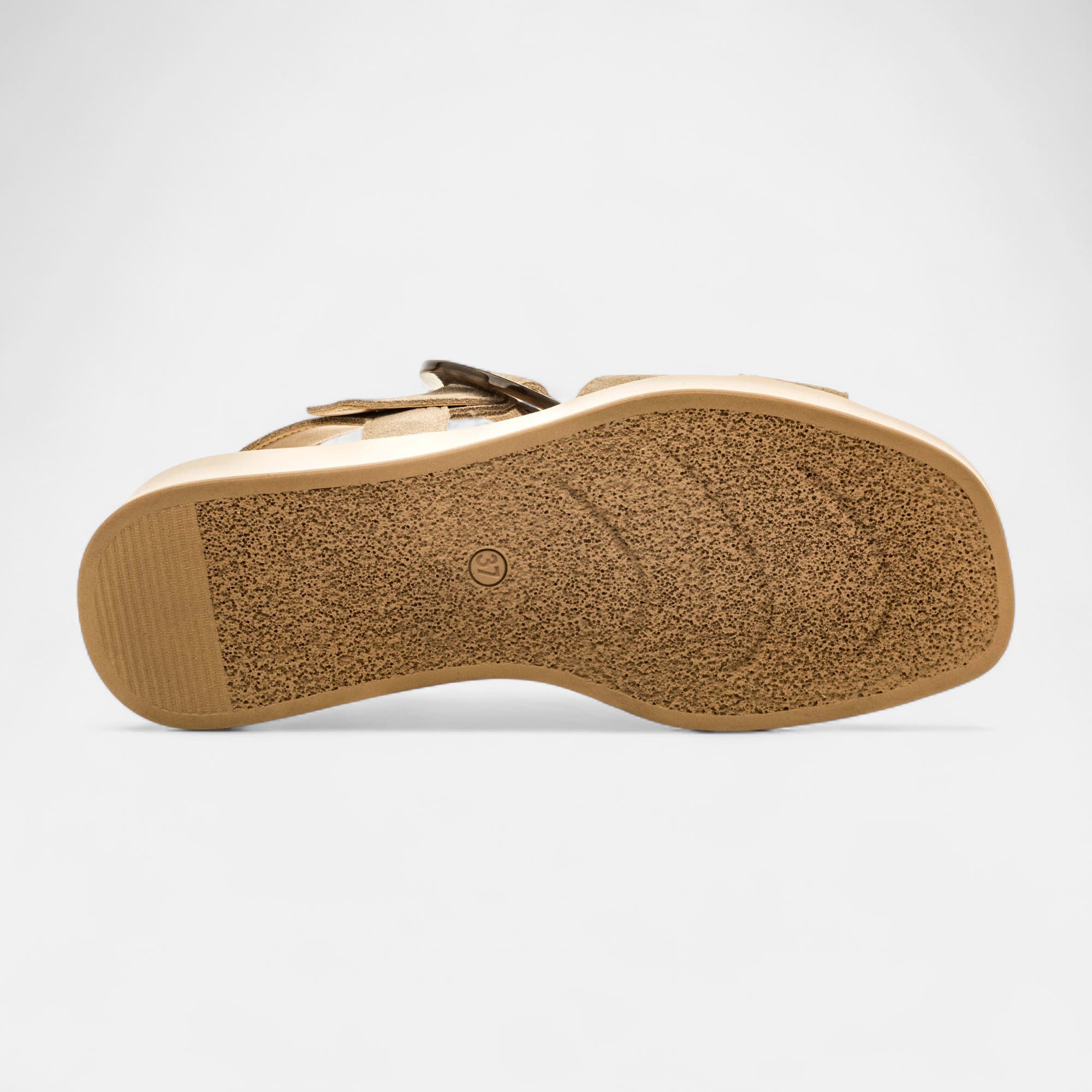 Nu-pieds à talon compensé Femme en cuir beige