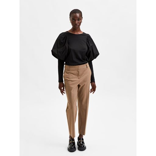 Selected Femme Ria Cropped Bukser, Camel, 36