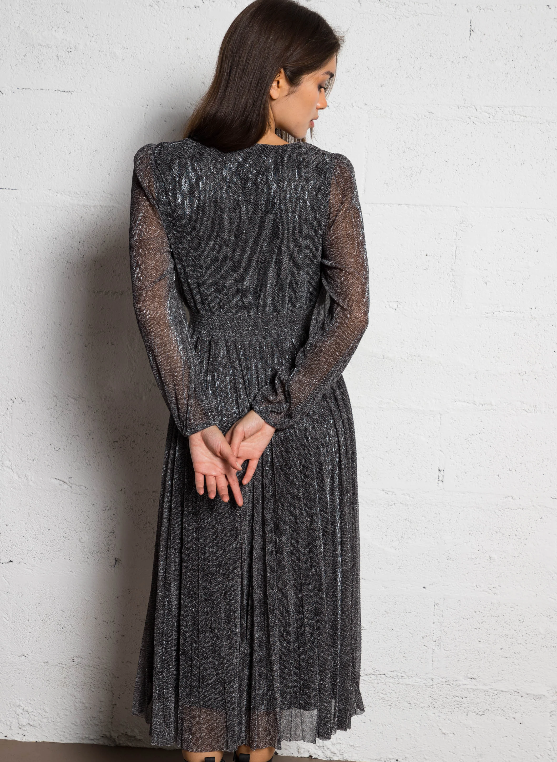 HELGA - Robe longue col V | Noir