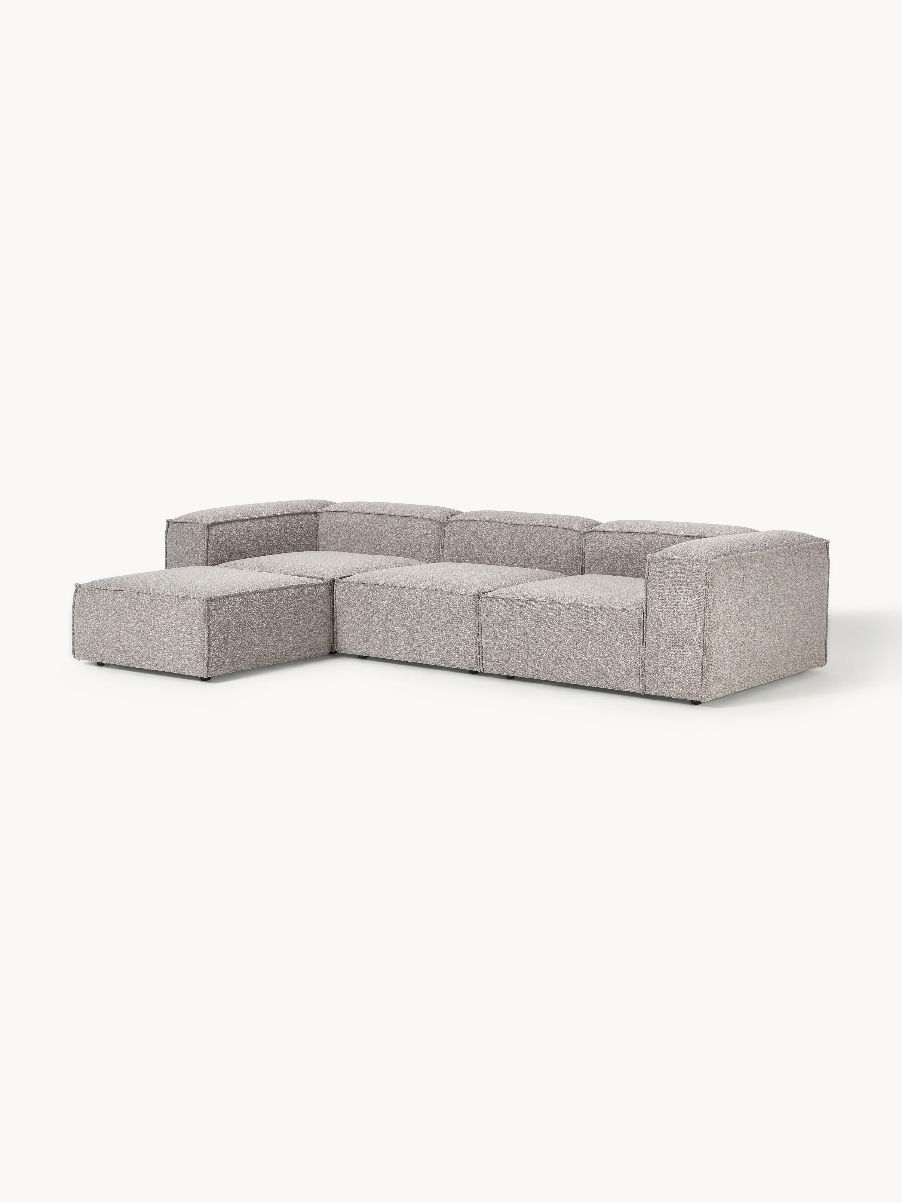 Lennon 4-zits modulaire bank in bouclé met poef (links/rechts)