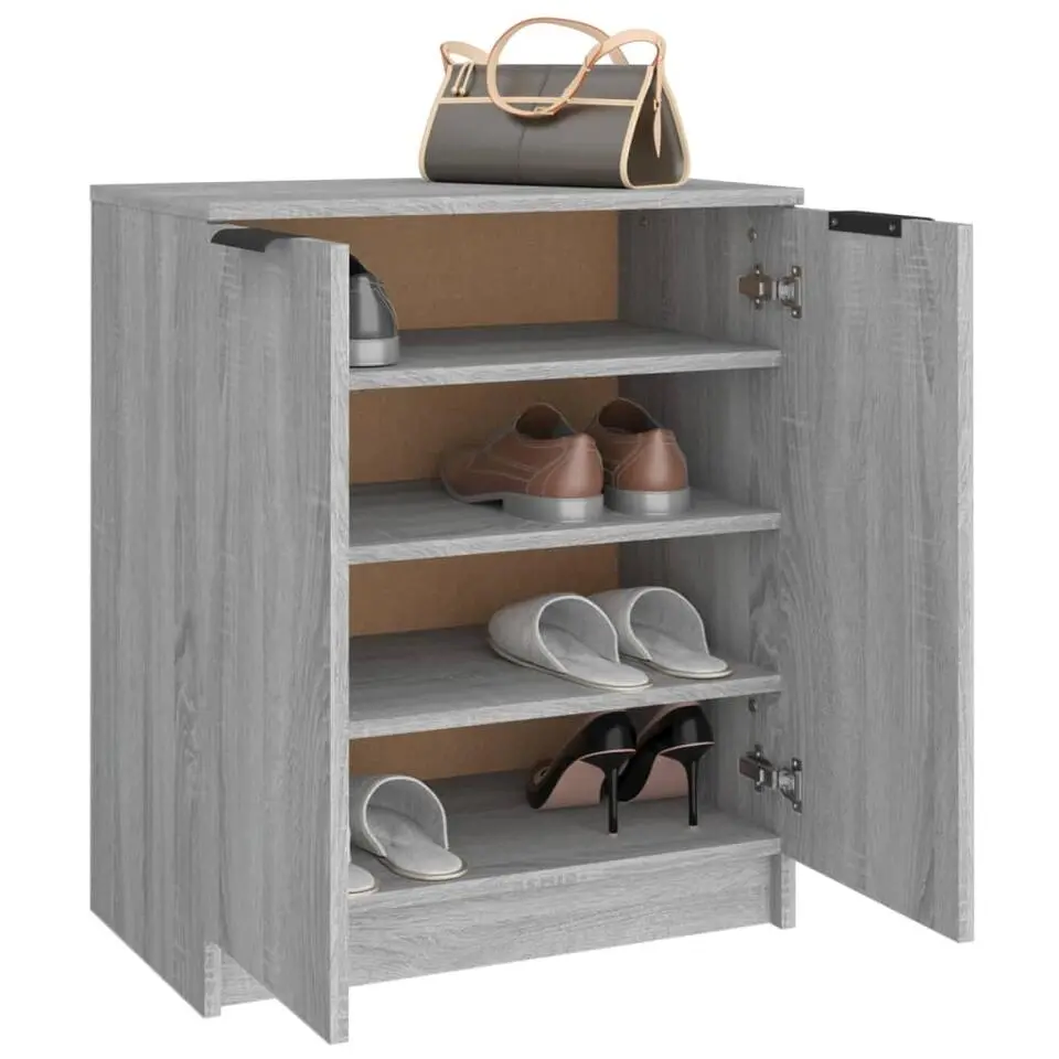 vidaXL - Schoenenkast met 2 deuren - Grijs sonoma eiken - Hout - 59x35x70 cm