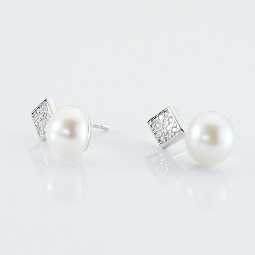 Boucles D'oreilles Pendantes Shirine Argent  Perle De Culture Et Oxyde
