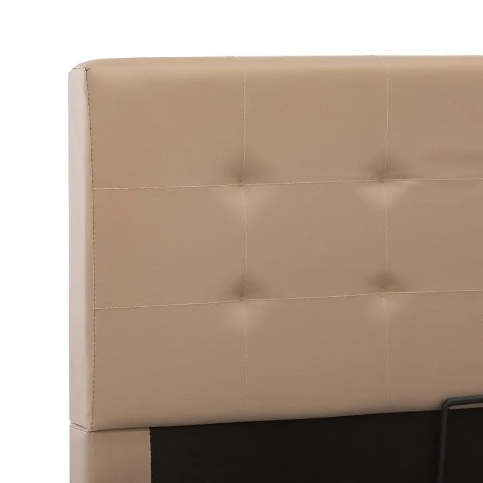 vidaXL - Tweepersoonsbed met opbergruimte - Kunstleer - Cappuccino - 180x200 cm